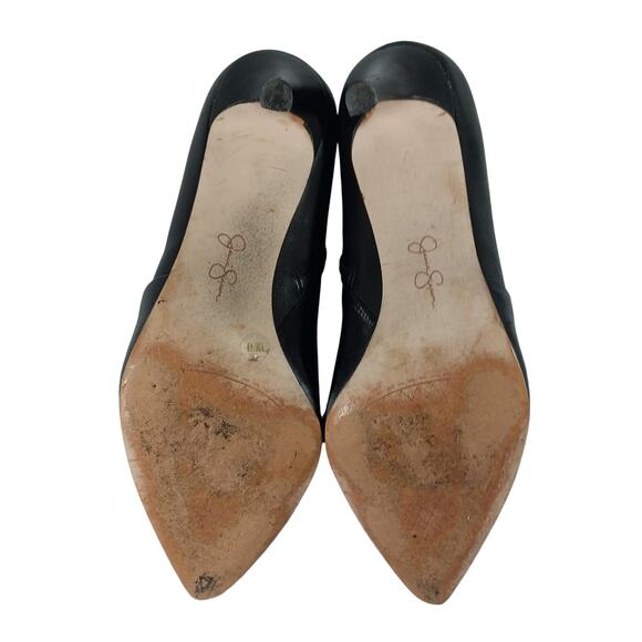 JESSICA SIMPSON! BLACK GENUINE LEATHER CRISS CROSS DEEP V FRONT BOOTS! SZ 9M - Picture 10 of 11